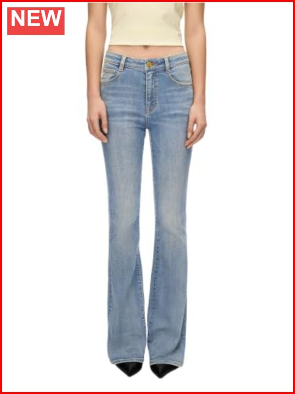 Women's Mid Rise Flare Jeans Cotton Stretch Denim Slim Fit Bootcut